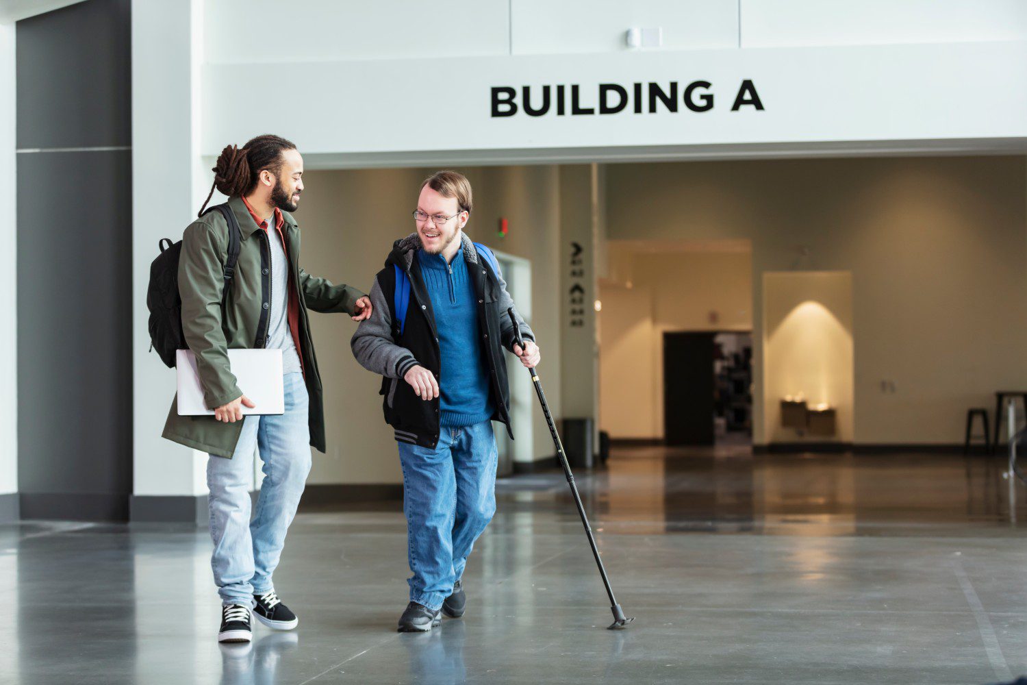 People walking in building